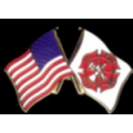 FIRE DEPARTMENT PIN USA MALTESE CROSS COMBO FLAG PIN